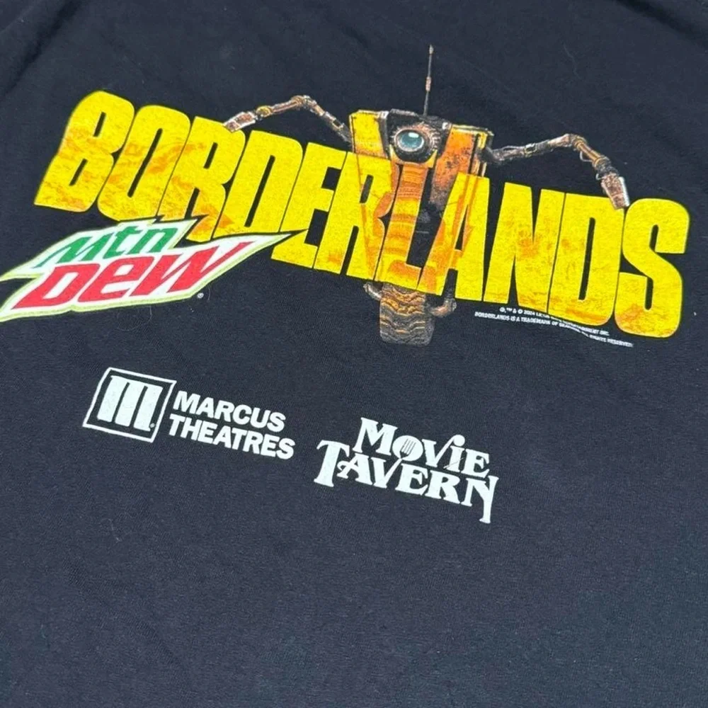 Borderlands Movie Promo T-Shirt Large Black Claptrap Marcus Theatres Mt Dew 2024 - Picture 4 of 5